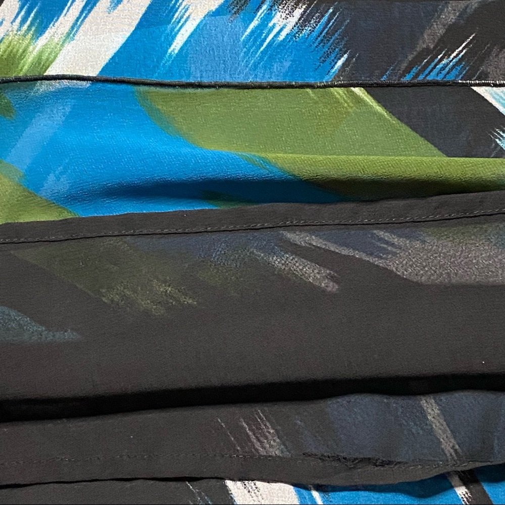 Kenneth Cole Dress Size 6 Blue Green Black Sleeveless Tiered Layered Cowl Neck - Picture 7 of 8